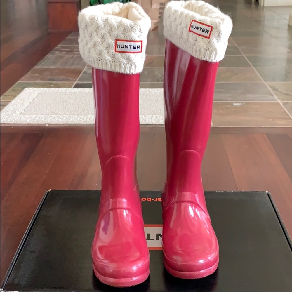 Hunter Original Tall Glossy Rainboot Cranberry 6